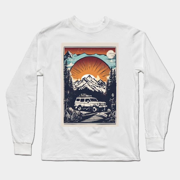 Beautiful nocturnal sun and mountain in the background Long Sleeve T-Shirt by AySelin